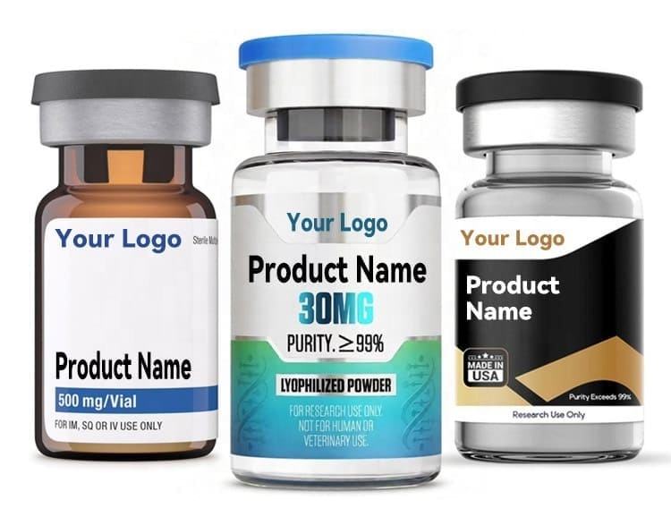 3ml 5ml 10ml Peptide Powder BOPP Roll Glossy Labels Stickers Personalized for Glass VialPackaging Spot UV Holographic Vinyl