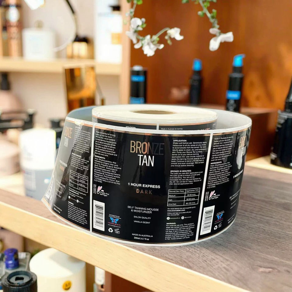 Custom Cosmetics Product Logo Bottle Paper Packaging Labels Holograms Vinyl Foil Gold Sticker Adhesive Printing Waterproof Label