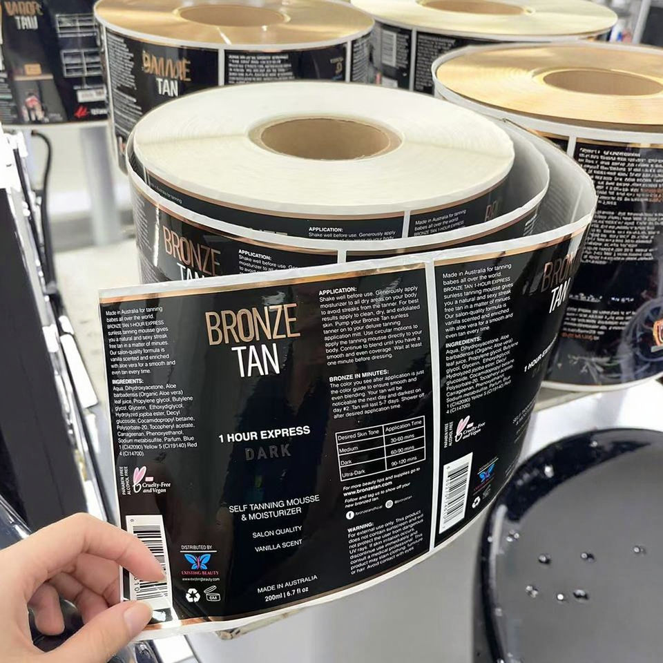 Custom Cosmetics Product Logo Bottle Paper Packaging Labels Holograms Vinyl Foil Gold Sticker Adhesive Printing Waterproof Label