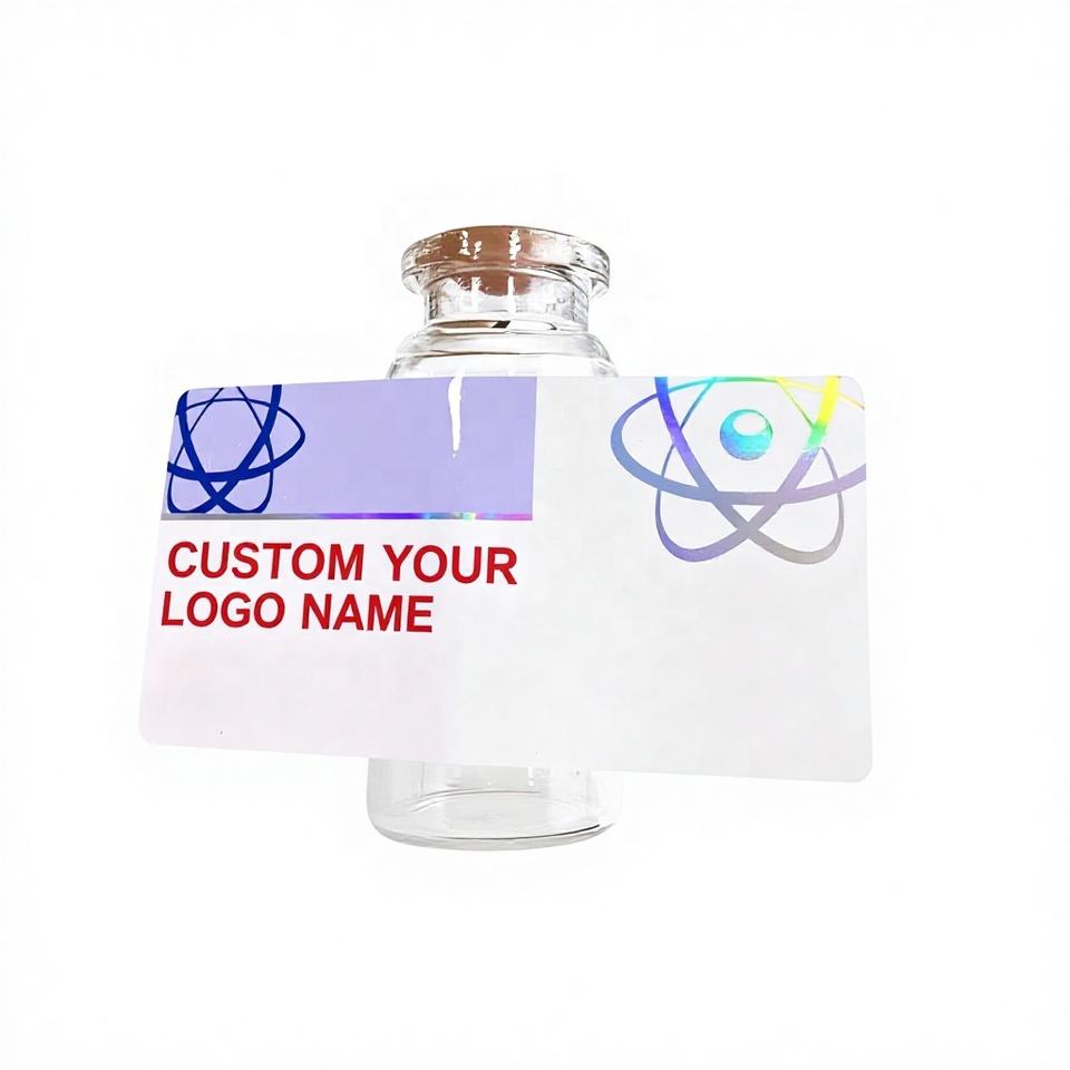 Custom logo PET 3ml 5ml 10ml Labels Peptide Stickers Personalized Vial Flat Packaging Spot UV Hologram Vinyl