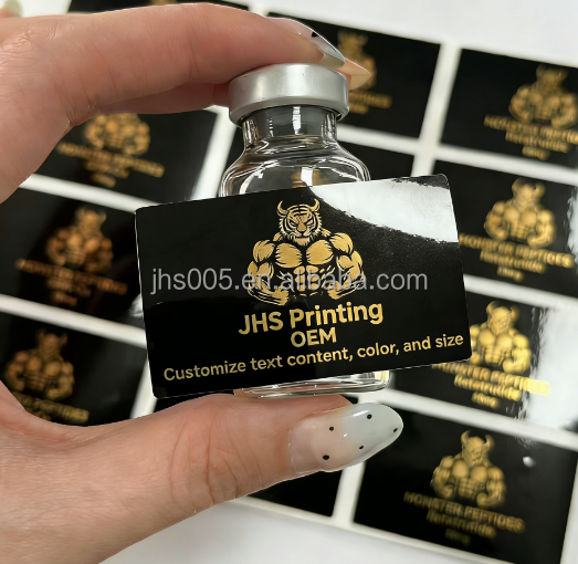 Customizable Logo Size Waterproof Vial 10ml Vial Fitness Supplement Peptides Packaging Labels Vinyl Stickers