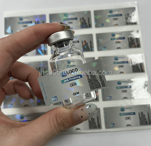 Customizable Logo Size Waterproof Vial 10ml Vial Fitness Supplement Peptides Packaging Labels Vinyl Stickers