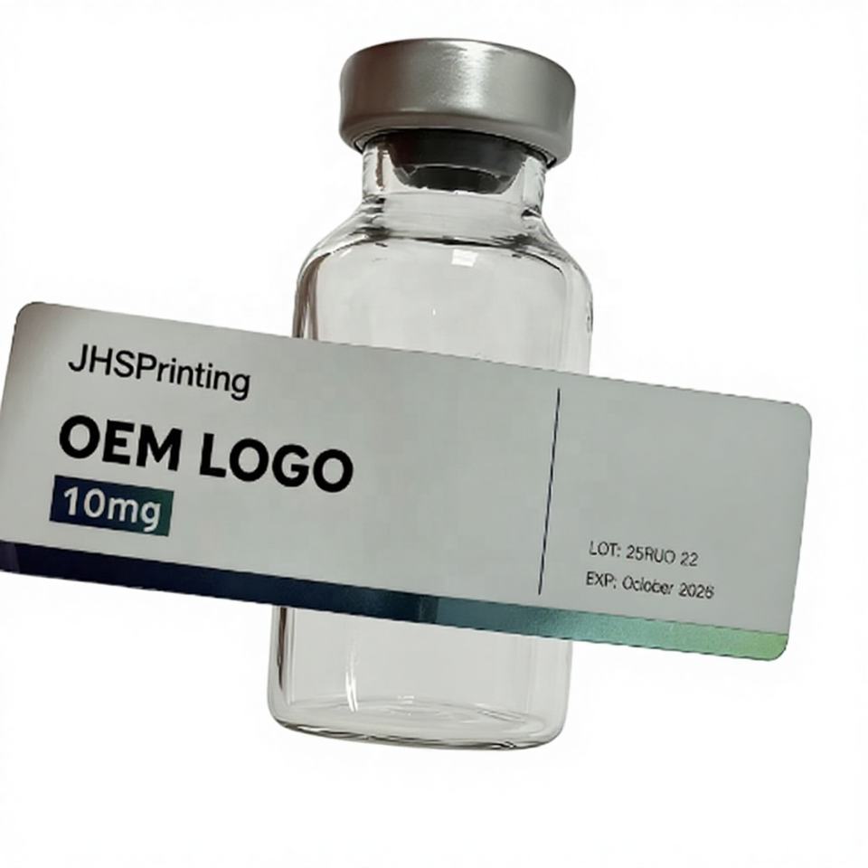 CustomSilver Film Vials Private Label Packaging Waterproof Self Adhesive Small Bottle Stickers Peptide