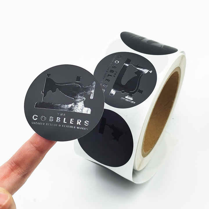 High Glossy Embossed Printing logo Label Maker Self Adhesive Vinyl Round Waterproof Sticker Roll Paper Custom Stickers