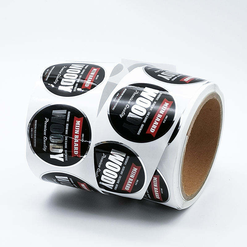 High Glossy Embossed Printing logo Label Maker Self Adhesive Vinyl Round Waterproof Sticker Roll Paper Custom Stickers