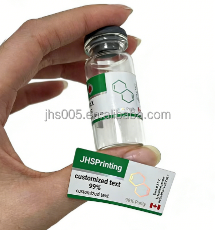 Private Peptide PET 3ml 5ml 10ml Labels Peptide Stickers Personalized Vial Flat Packaging Spot UV Hologram Vinyl