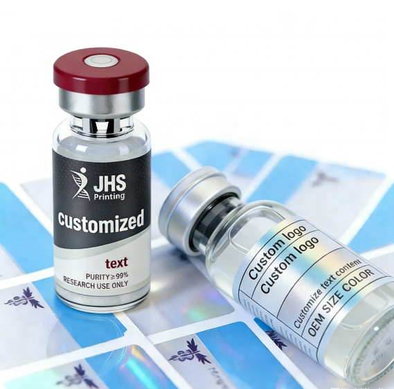 Private Peptide PET 3ml 5ml 10ml Labels Peptide Stickers Personalized Vial Flat Packaging Spot UV Hologram Vinyl