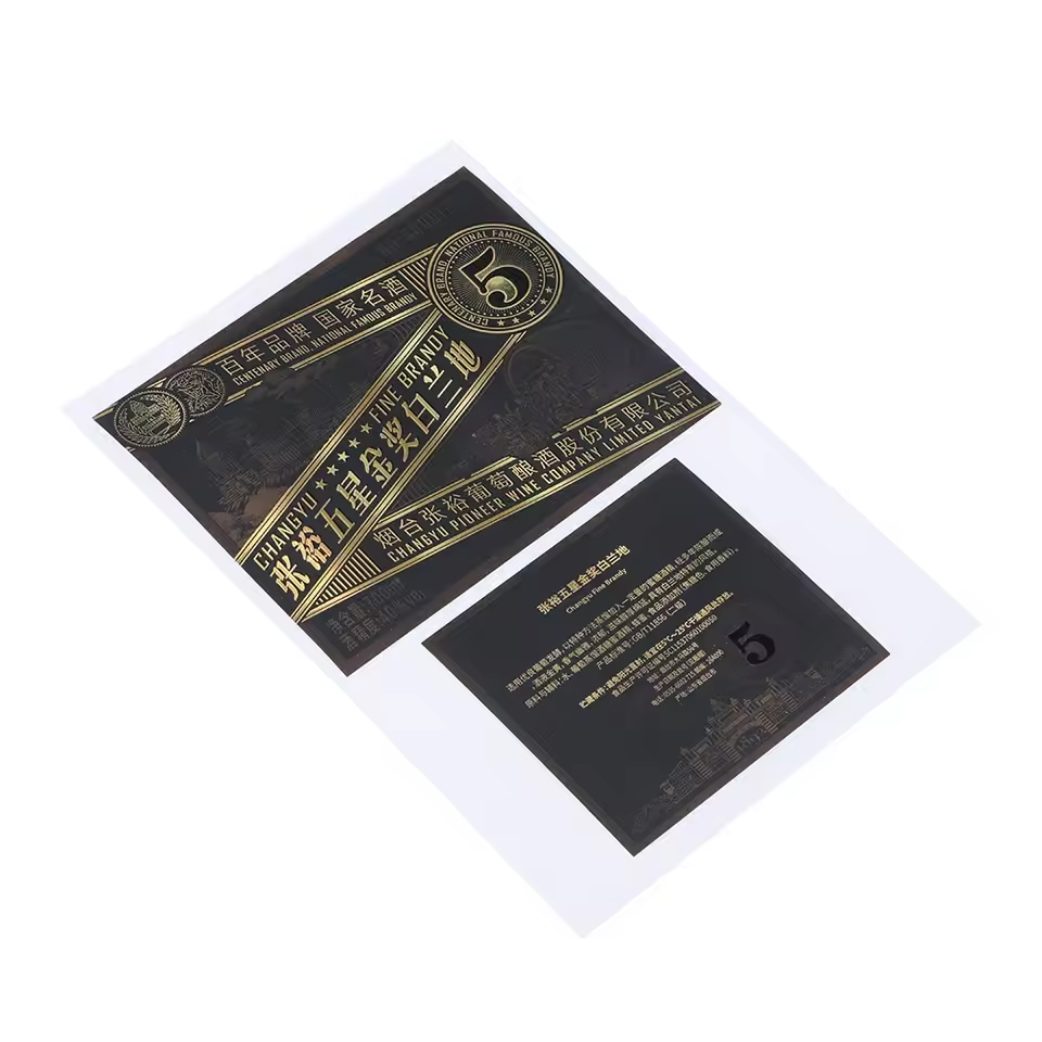 Oilproof Waterproof Silver Foil Stamping Embossed Raised Printed Spot UV Adhesive Wine Labels Custom Roll Label Vinyl Sticker