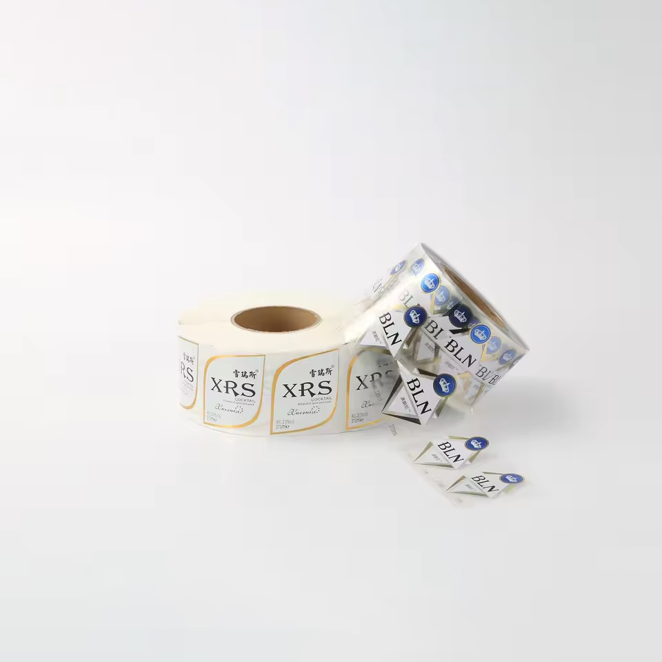 Oilproof Waterproof Silver Foil Stamping Embossed Raised Printed Spot UV Adhesive Wine Labels Custom Roll Label Vinyl Sticker