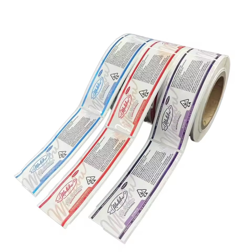 Custom Full-Color Glossy PET BOPP PVC PE Waterproof Adhesive Roll Labels Holographic Vinyl Sticker for Liquid Products for