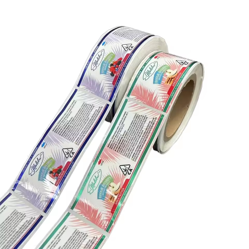 Custom Full-Color Glossy PET BOPP PVC PE Waterproof Adhesive Roll Labels Holographic Vinyl Sticker for Liquid Products for