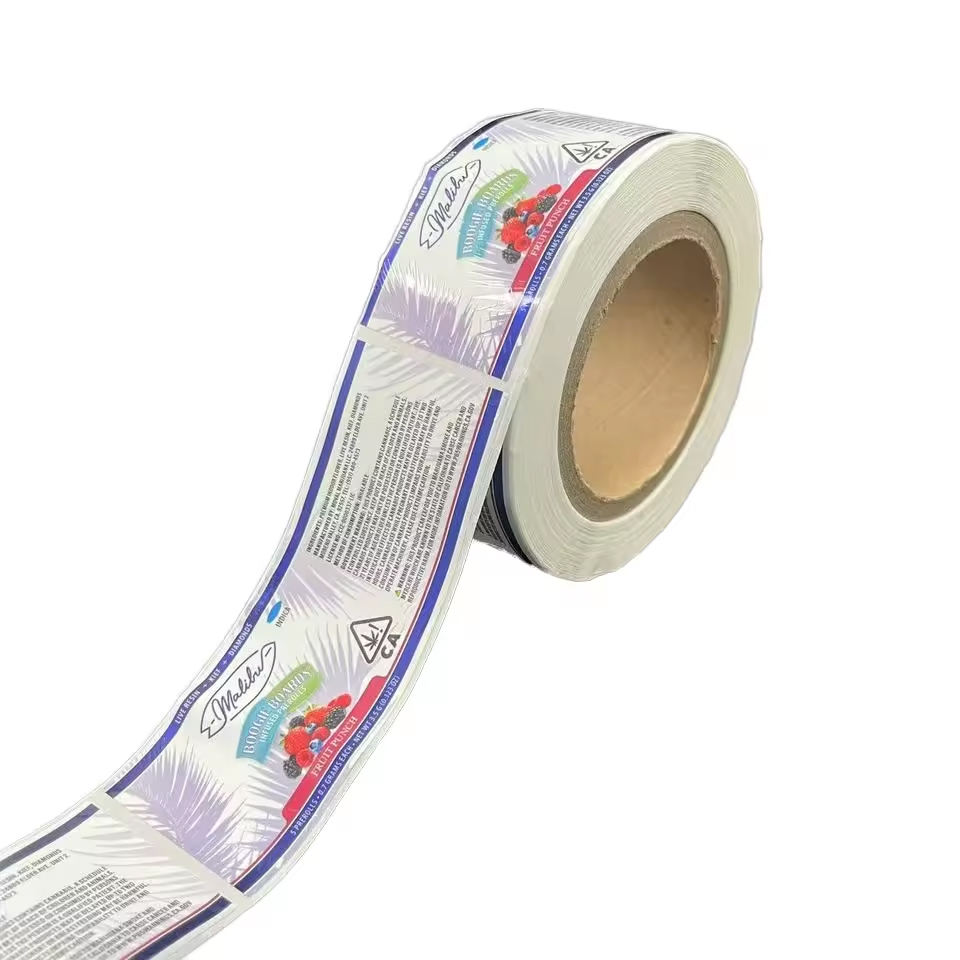 Custom Full-Color Glossy PET BOPP PVC PE Waterproof Adhesive Roll Labels Holographic Vinyl Sticker for Liquid Products for