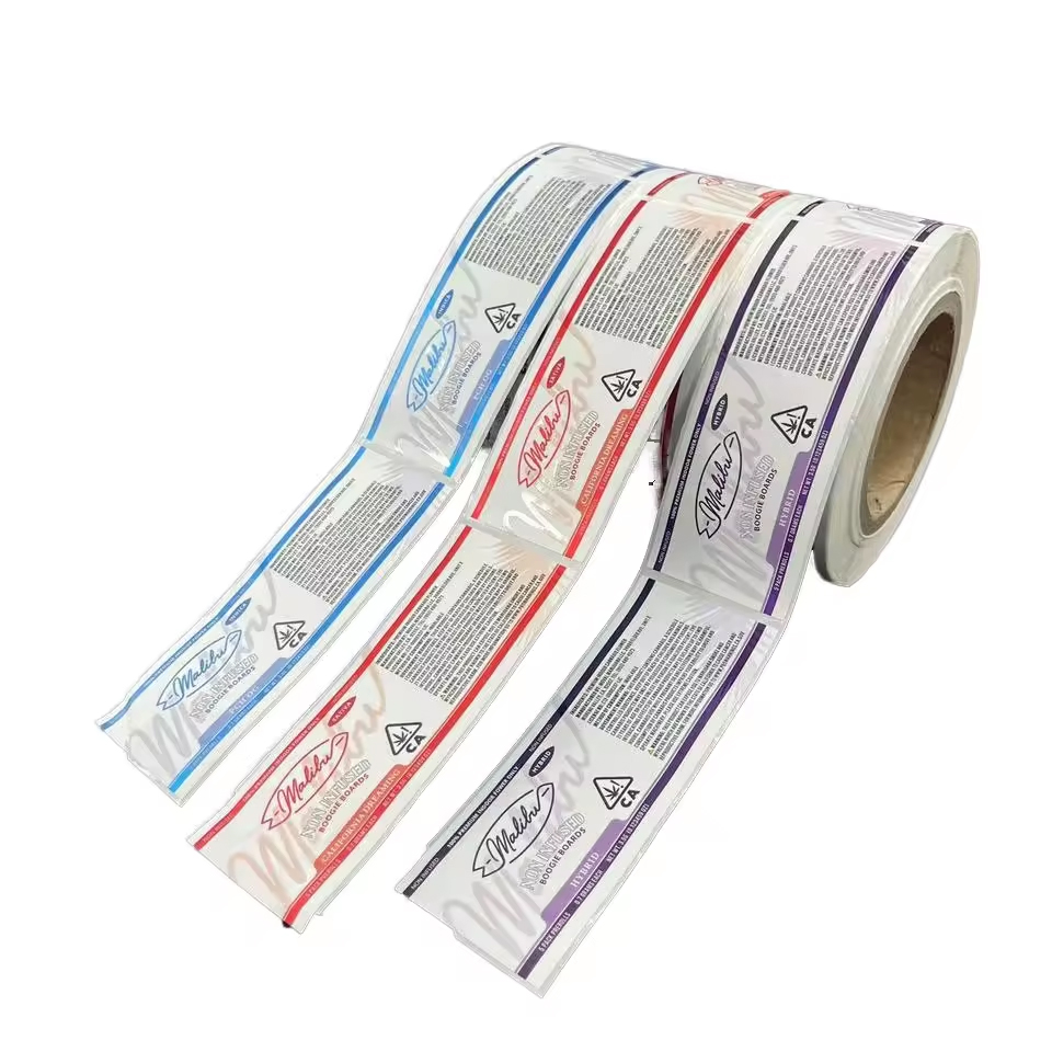 Holographic Liquid Waterproof Glossy Roll PET BOPP PVC PE Color Printed Adhesive Vinyl Sticker Labels