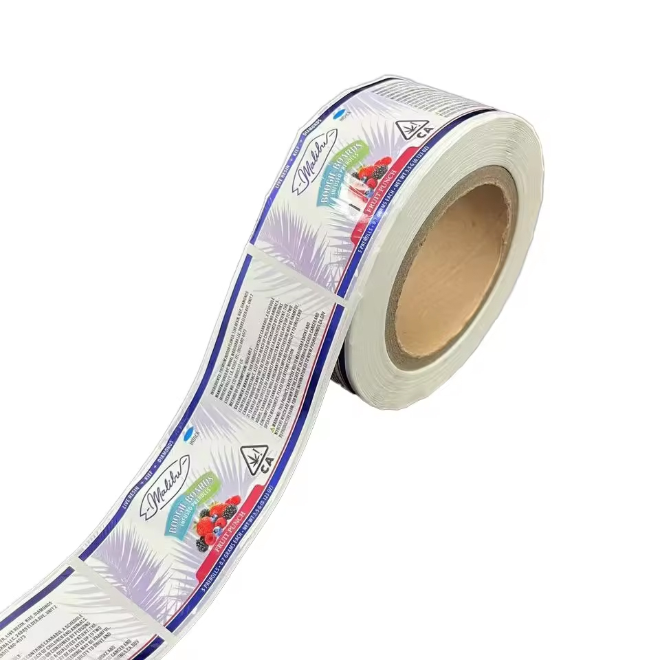 Holographic Liquid Waterproof Glossy Roll PET BOPP PVC PE Color Printed Adhesive Vinyl Sticker Labels