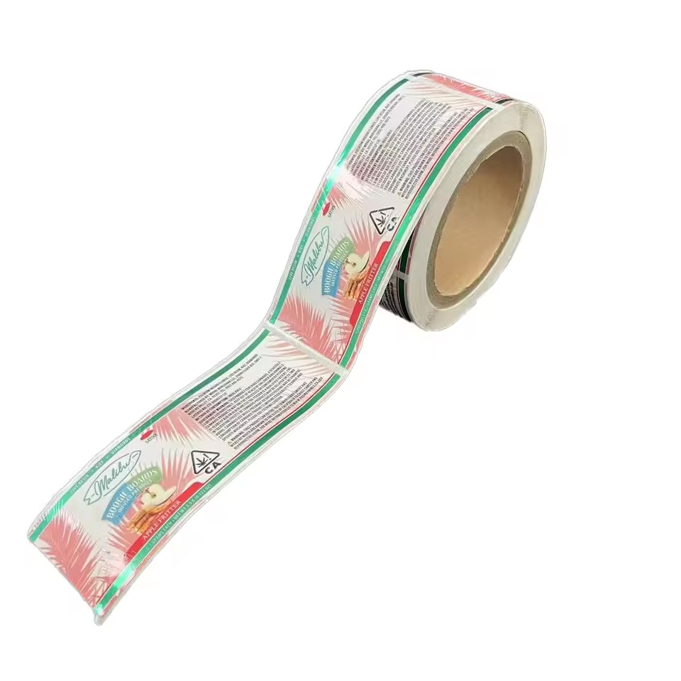 Holographic Liquid Waterproof Glossy Roll PET BOPP PVC PE Color Printed Adhesive Vinyl Sticker Labels