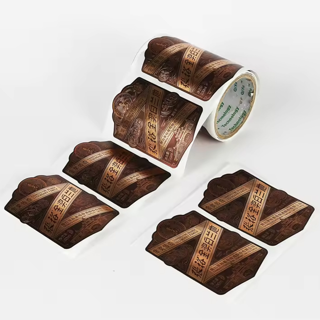 Oilproof Waterproof Silver Foil Stamping Embossed Raised Printed Spot UV Adhesive Wine Labels Custom Roll Label Vinyl Sticker