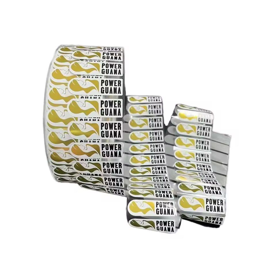 High Glossy Oilproof Silver Foil Stamping Embossed Raised Printed Spot UV Adhesive Wine Labels Custom Roll Label Vinyl Sticker