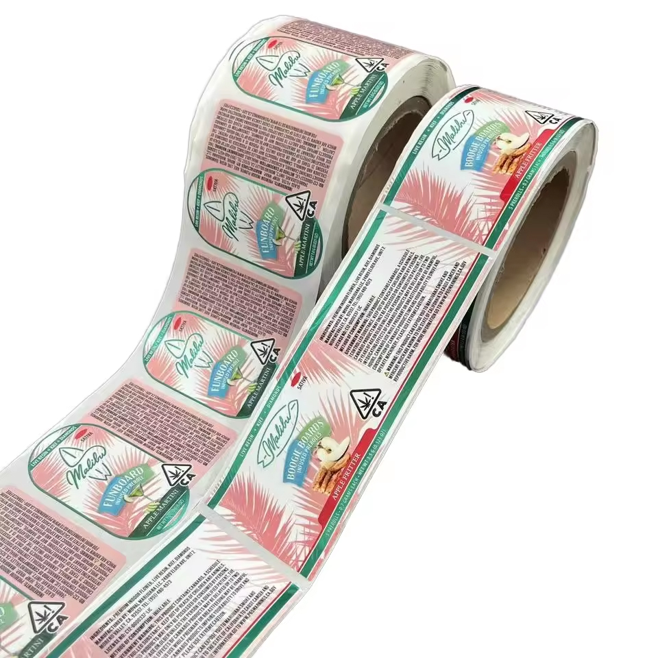 Glossy PET BOPP PVC PE Waterproof Color Printed LabelsSticker Spot UV Adhesive Roll Label Vinyl Sticker for Craft Oil Proof Use