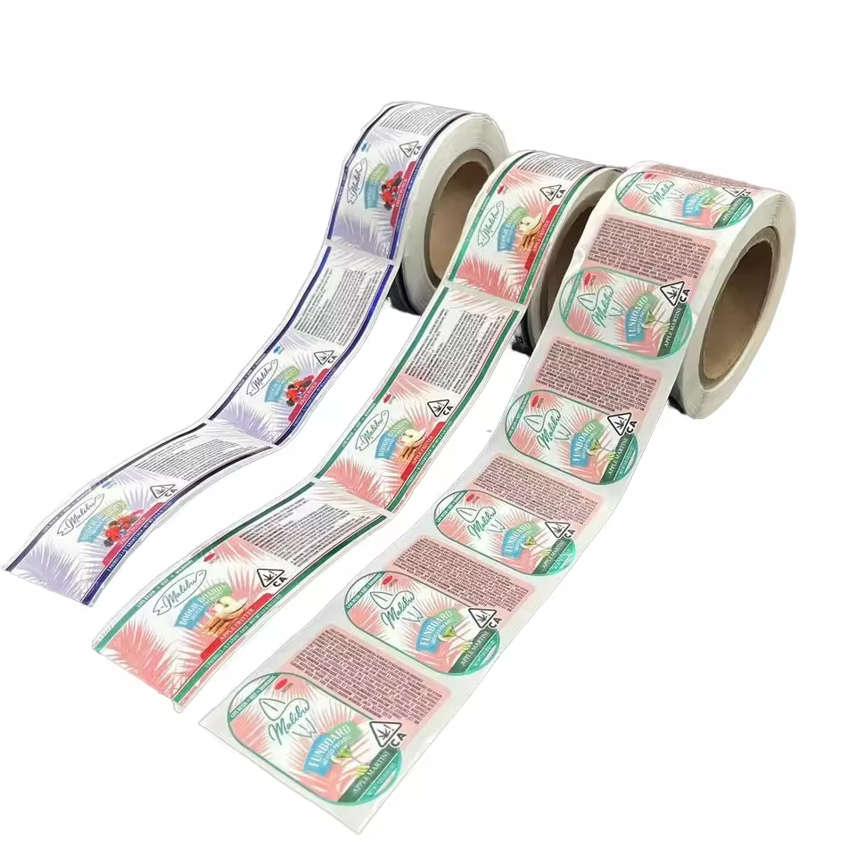 Glossy PET BOPP PVC PE Waterproof Color Printed LabelsSticker Spot UV Adhesive Roll Label Vinyl Sticker for Craft Oil Proof Use