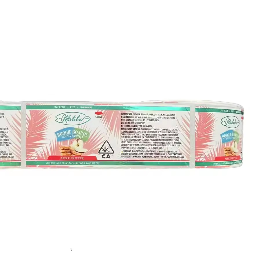 Glossy Holographic Waterproof Color Printed Adhesive Vinyl Stickers for Liquid Packaging with Custom Shapes