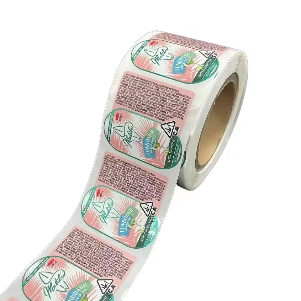 Glossy Holographic Waterproof Color Printed Adhesive Vinyl Stickers for Liquid Packaging with Custom Shapes