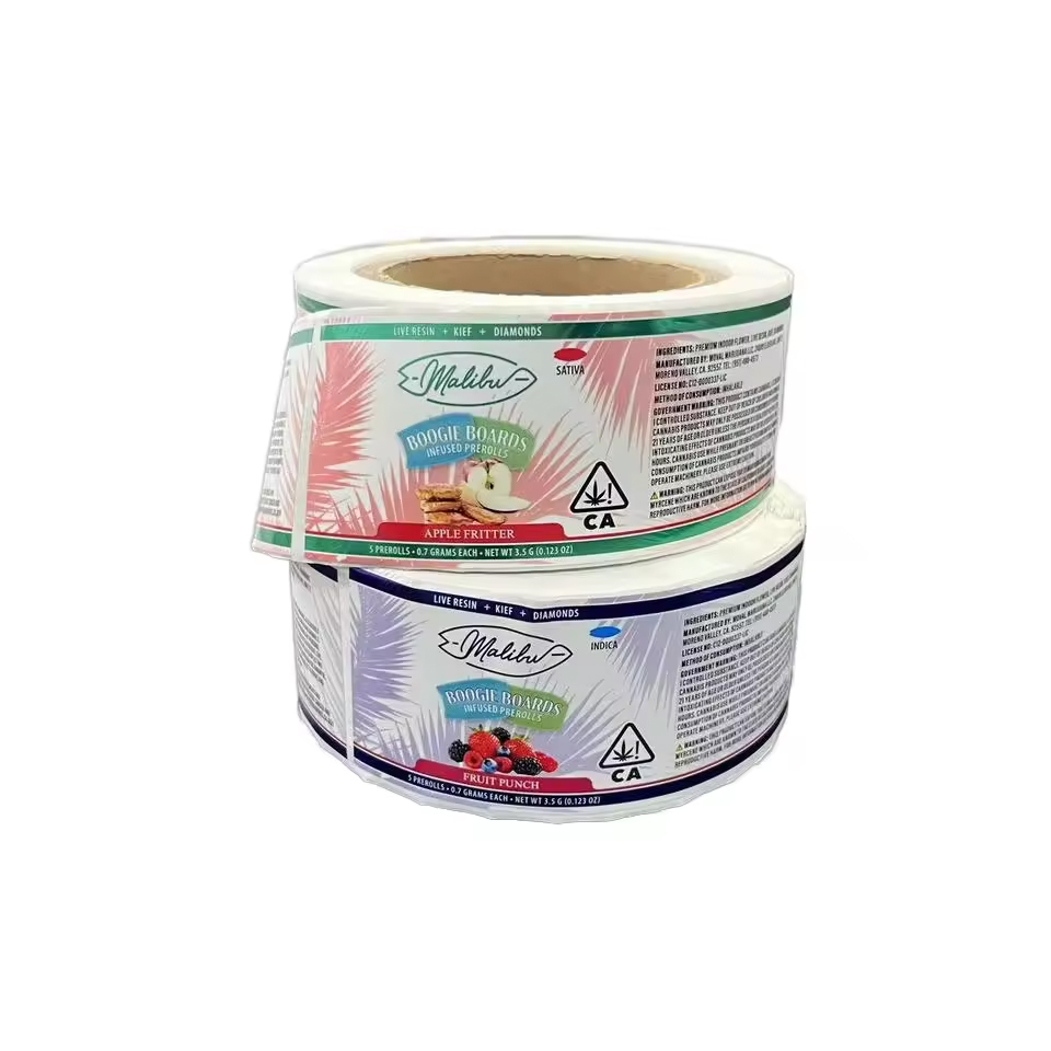 Glossy Holographic Waterproof Color Printed Adhesive Vinyl Stickers for Liquid Packaging with Custom Shapes
