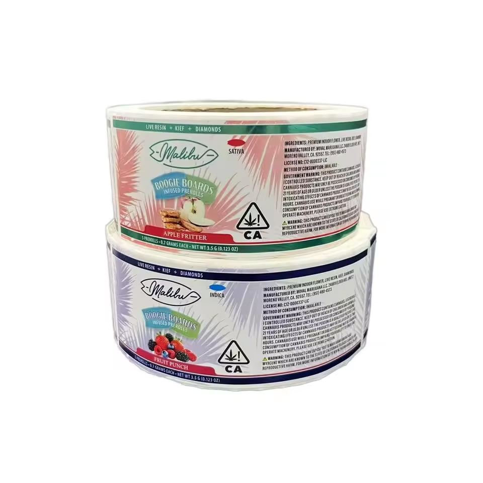 Glossy Holographic Waterproof Color Printed Adhesive Vinyl Stickers for Liquid Packaging with Custom Shapes