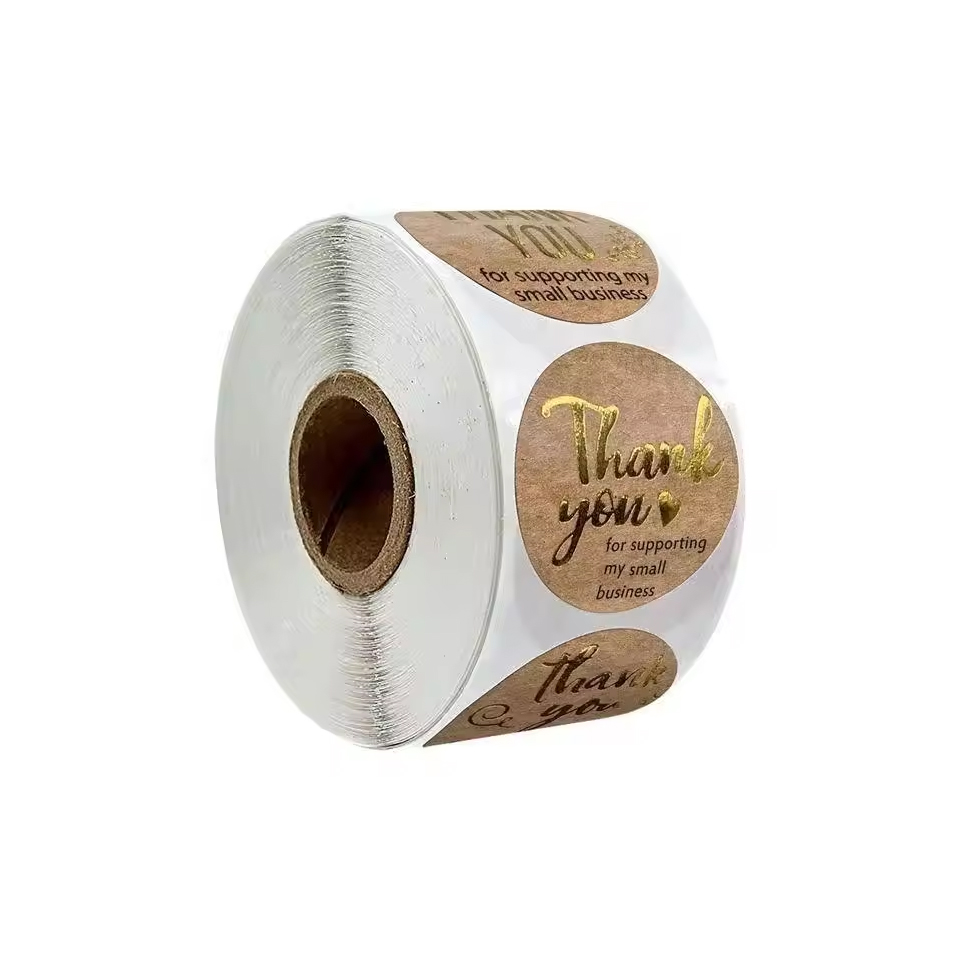 Matte Hot Foil Stamping Coated Film Embossed PET BOPP PVC PE Spot UV Adhesive Labels Custom Roll Label Logo Vinyl Sticker