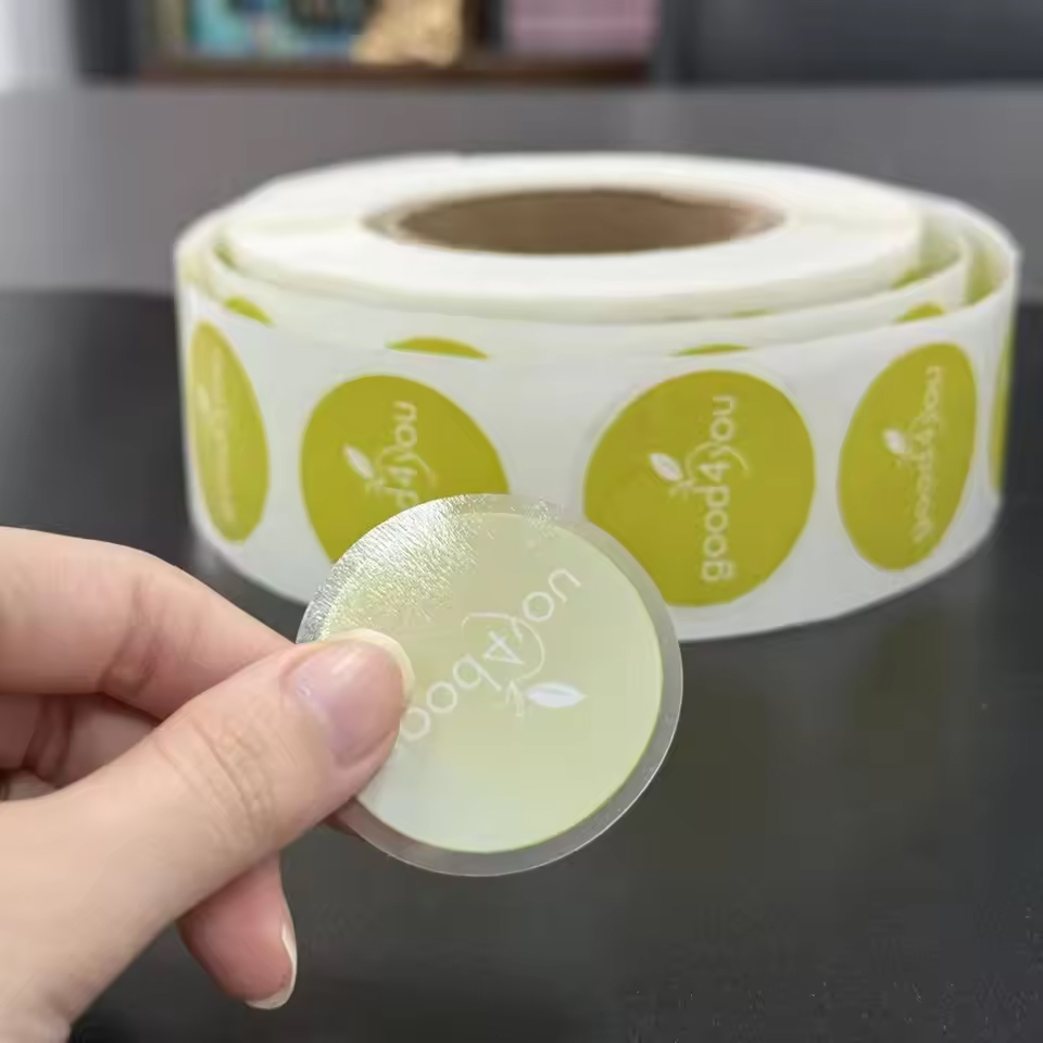 Custom logo High Glossy Printing logo Label Self Adhesive Candle Round Gift Labels Waterproof Roll Paper Stickers
