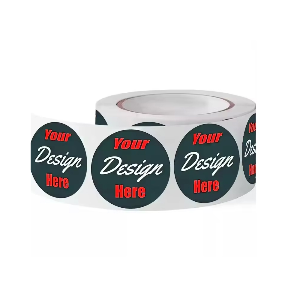 Custom logo High Glossy Printing logo Label Self Adhesive Candle Round Gift Labels Waterproof Roll Paper Stickers
