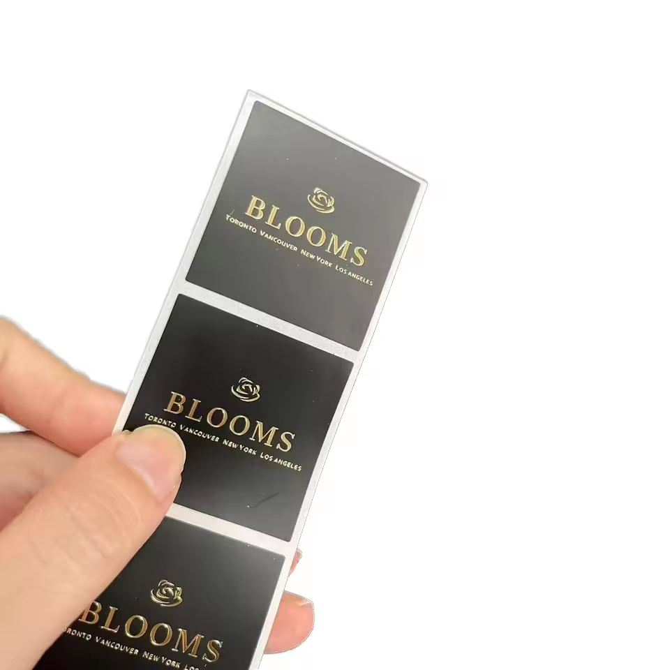 Matte Black Coated Film Embossed PET BOPP PVC PE Spot UV Adhesive Labels Custom Roll Label Logo Vinyl Sticker