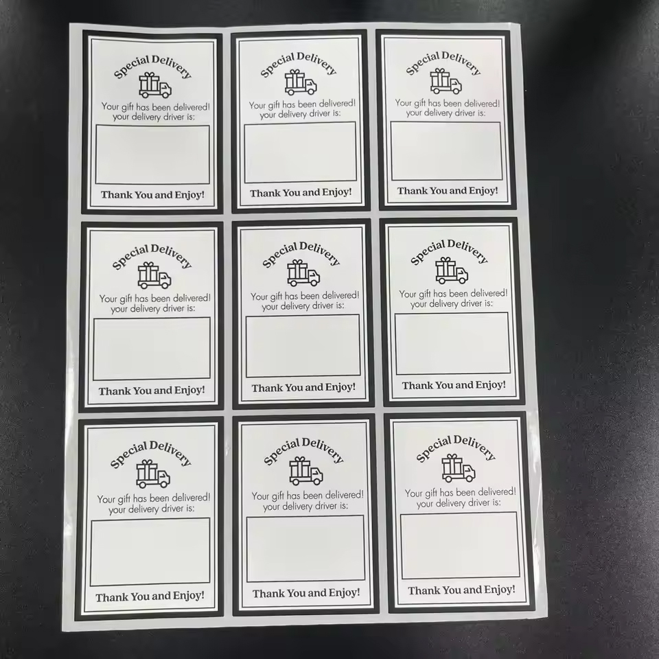 Matte Black Coated Film Embossed PET BOPP PVC PE Spot UV Adhesive Labels Custom Roll Label Logo Vinyl Sticker