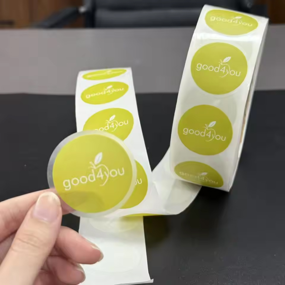 Custom logo High Glossy Printing logo Label Self Adhesive Candle Round Thank You Labels Waterproof Roll Paper Stickers