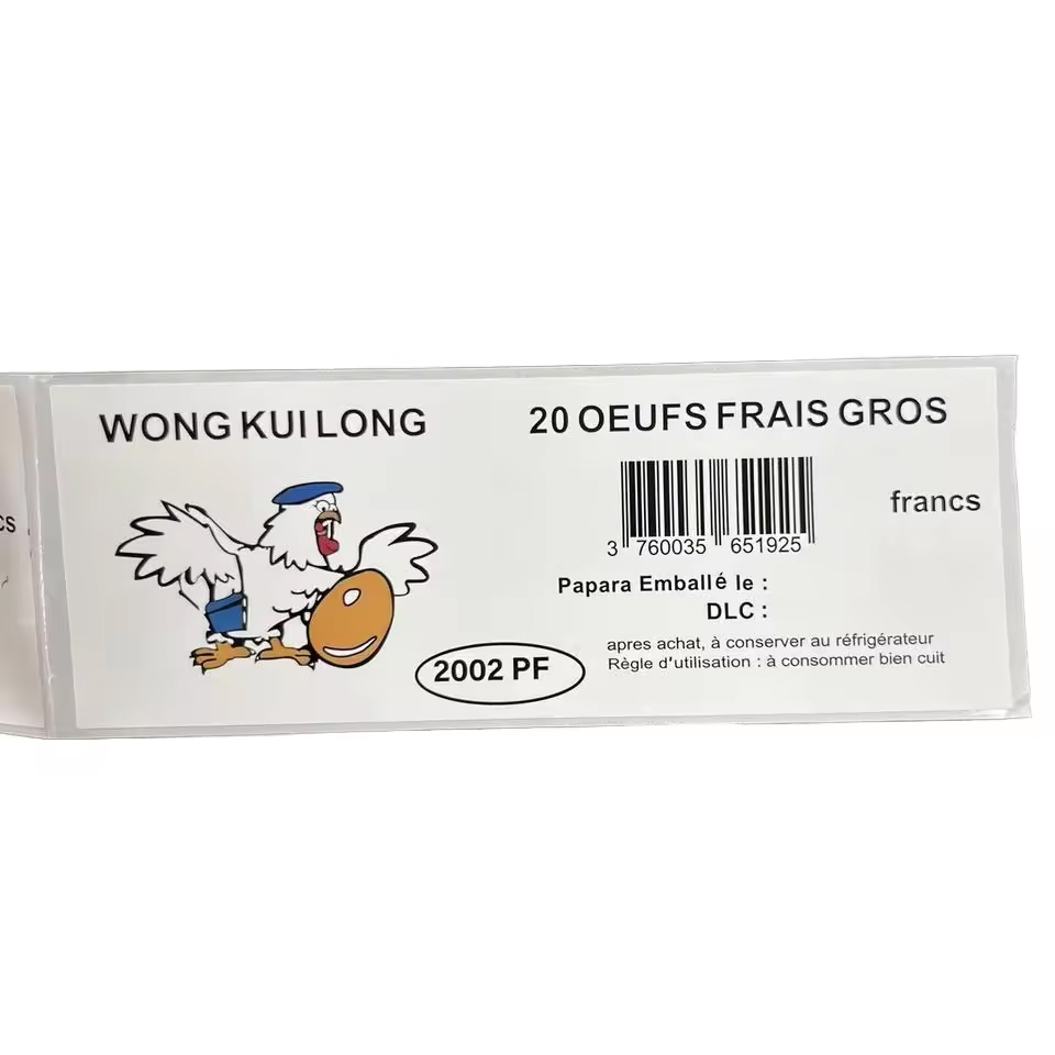 Factory Custom Printing Private Packaging Adhesive Paper Egg Tray Label Sticker
