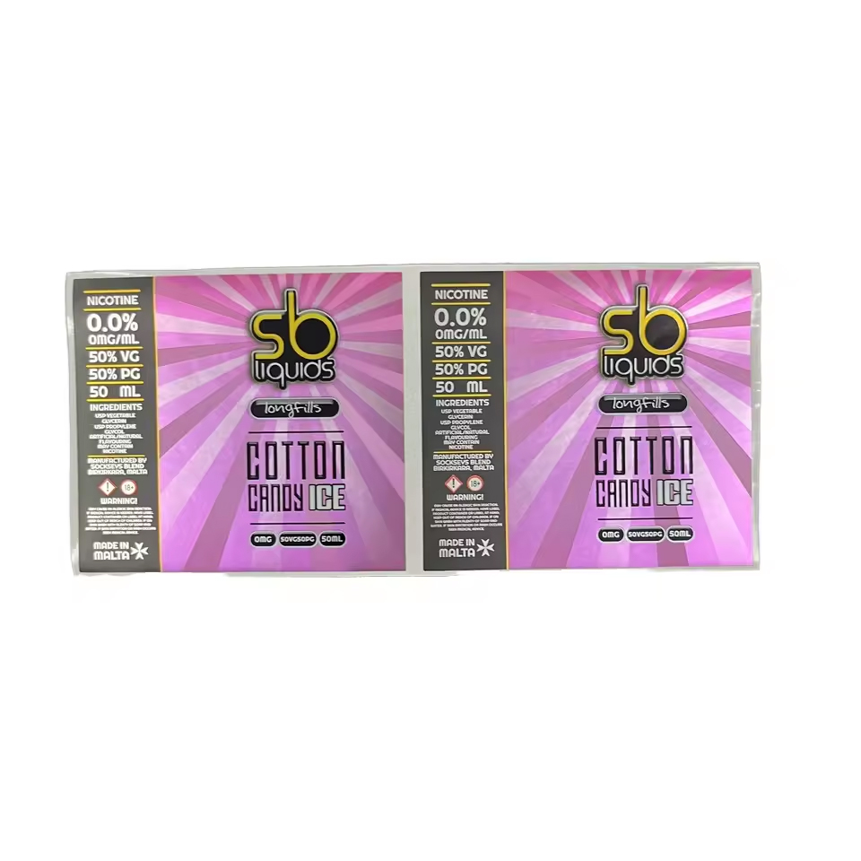 Oil Proof Holographic Waterproof Adhesive Labels Custom Roll Vinyl Sticker with Spot UV Embossed Raised Printed