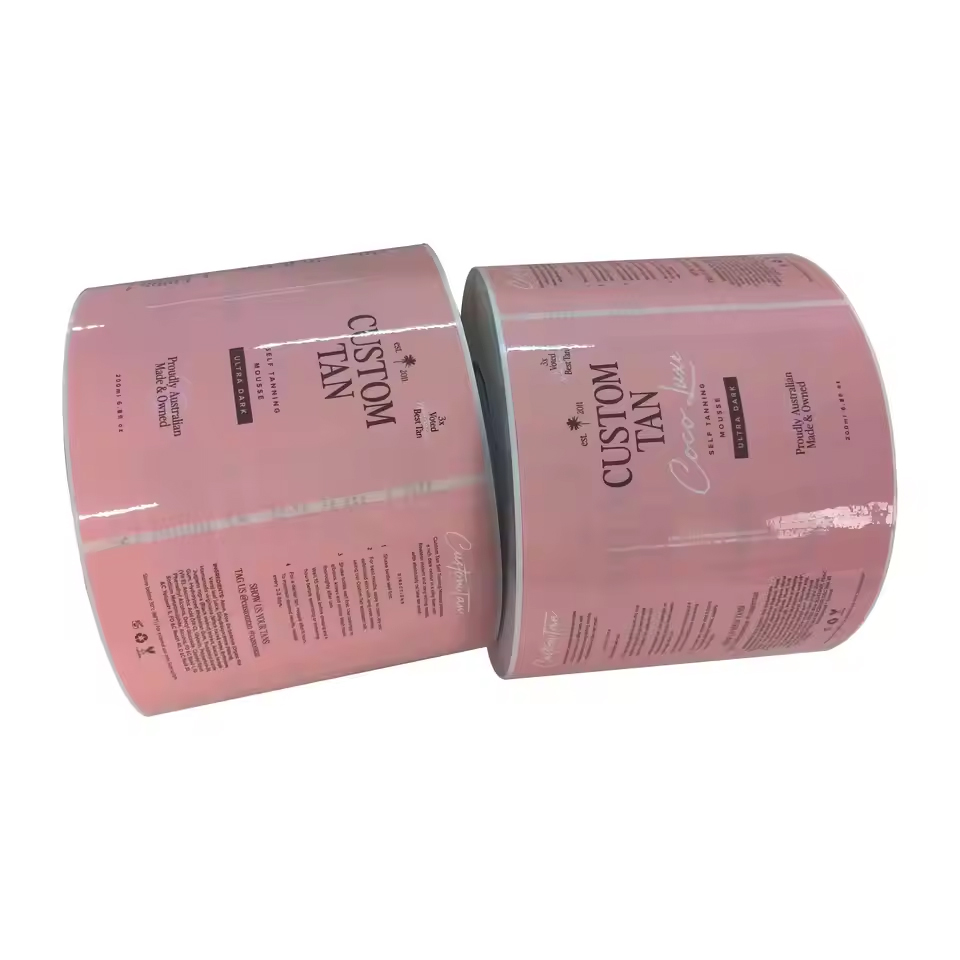 Skincare Cosmetic Labels Roll Embossed PET BOPP PVC PE Spot UV Custom Roll Sticky Label Logo Self-adhesive Sticker