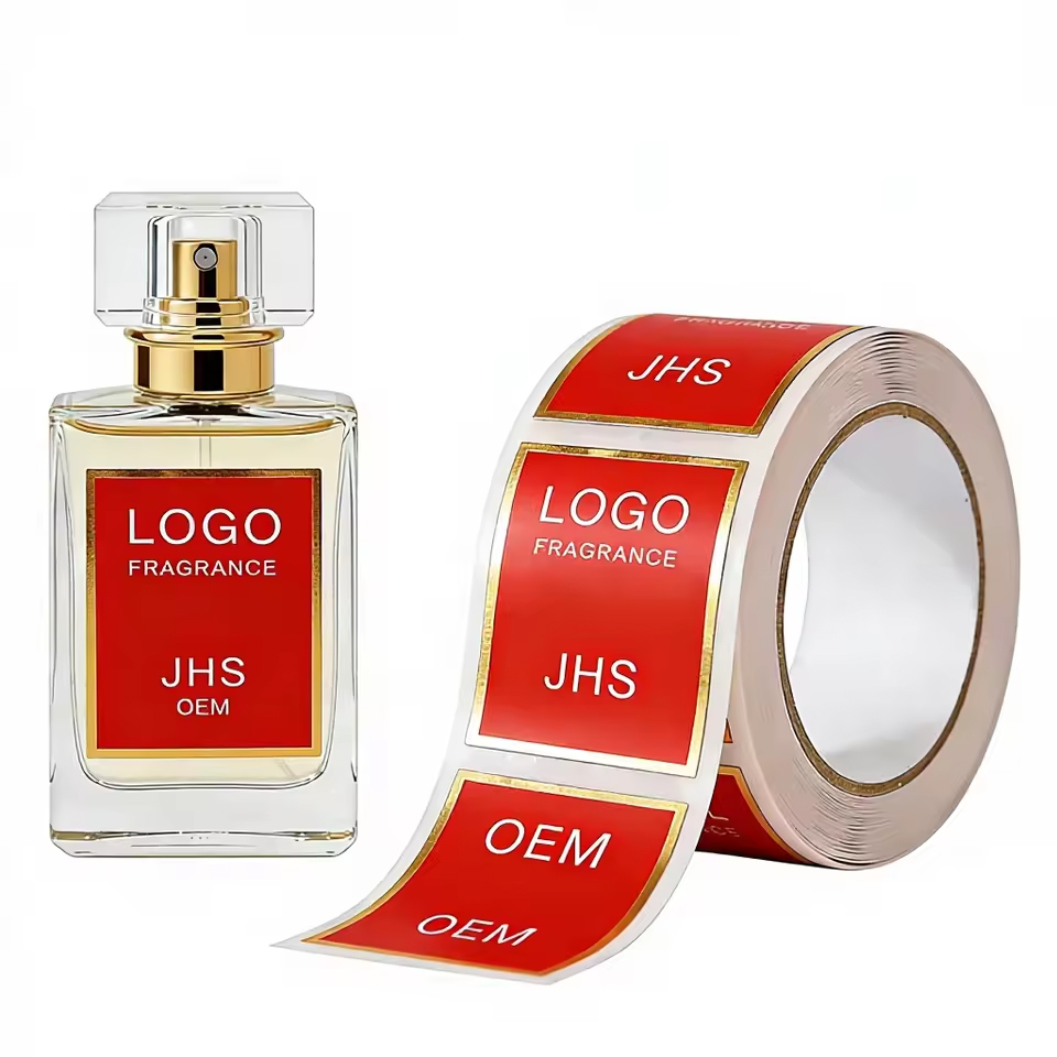 Custom Premium Perfume 3D Metallic Label Bottle Raised Gold Foil Logo Sticker Clear Transparent Parfum Packaging Labels
