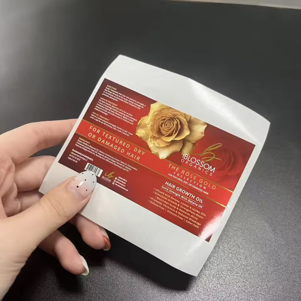 Luxury Custom Gold Matte Laminated Personalized Perfume Sticker Label for Cosmetics Like Shampoo and Lipstick