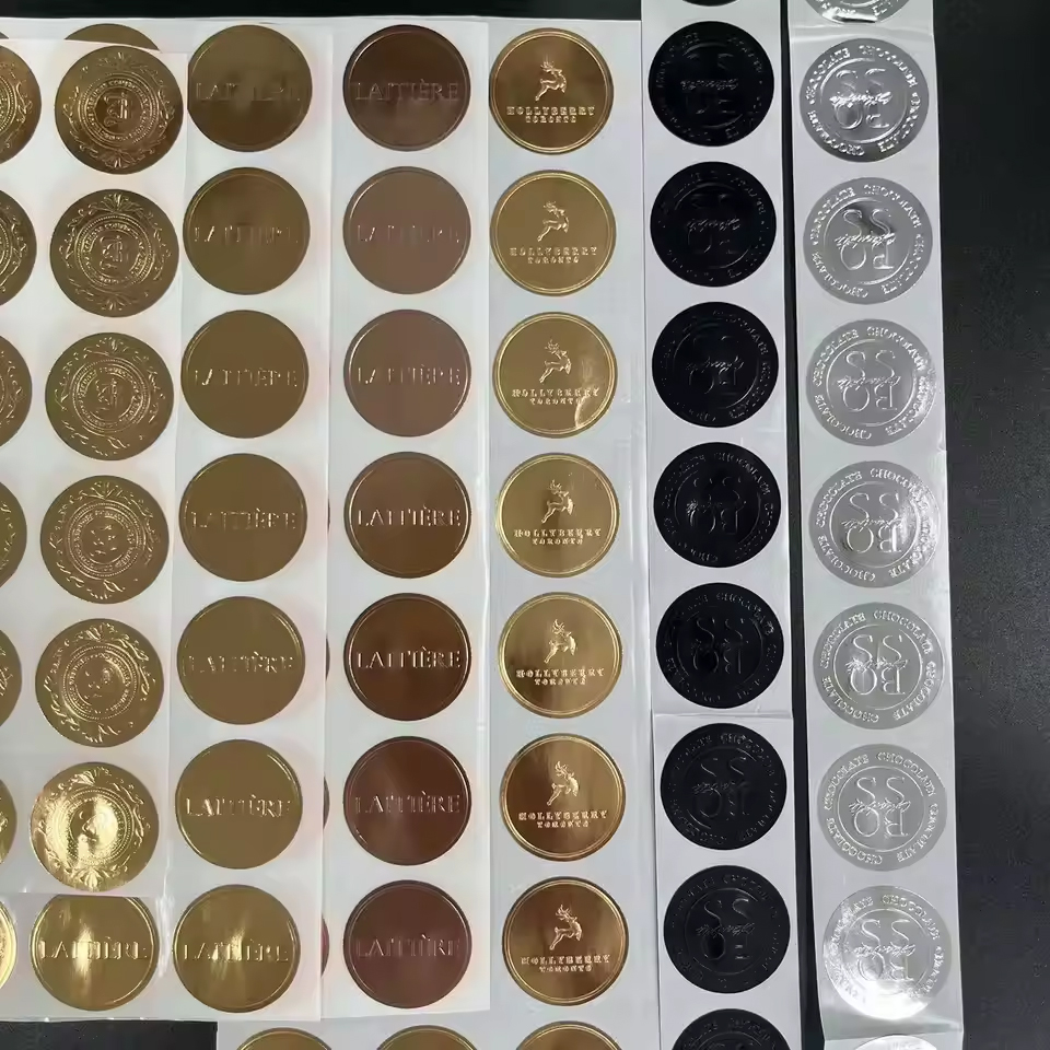 Glossy Roll Embossed Color Foil Spot UV Adhesive Custom Roll Label Logo Sticker for Hair Gel Lotion Bottle