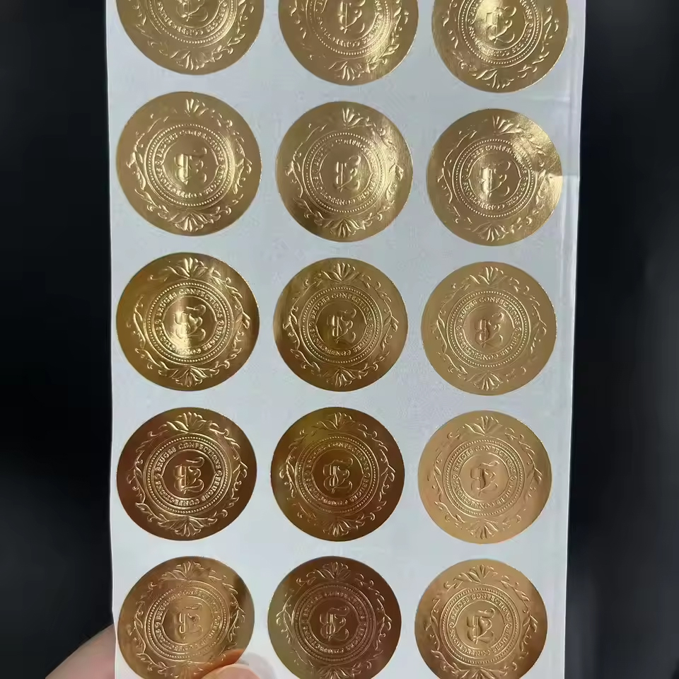 Glossy Roll Embossed Color Foil Spot UV Adhesive Custom Roll Label Logo Sticker for Hair Gel Lotion Bottle