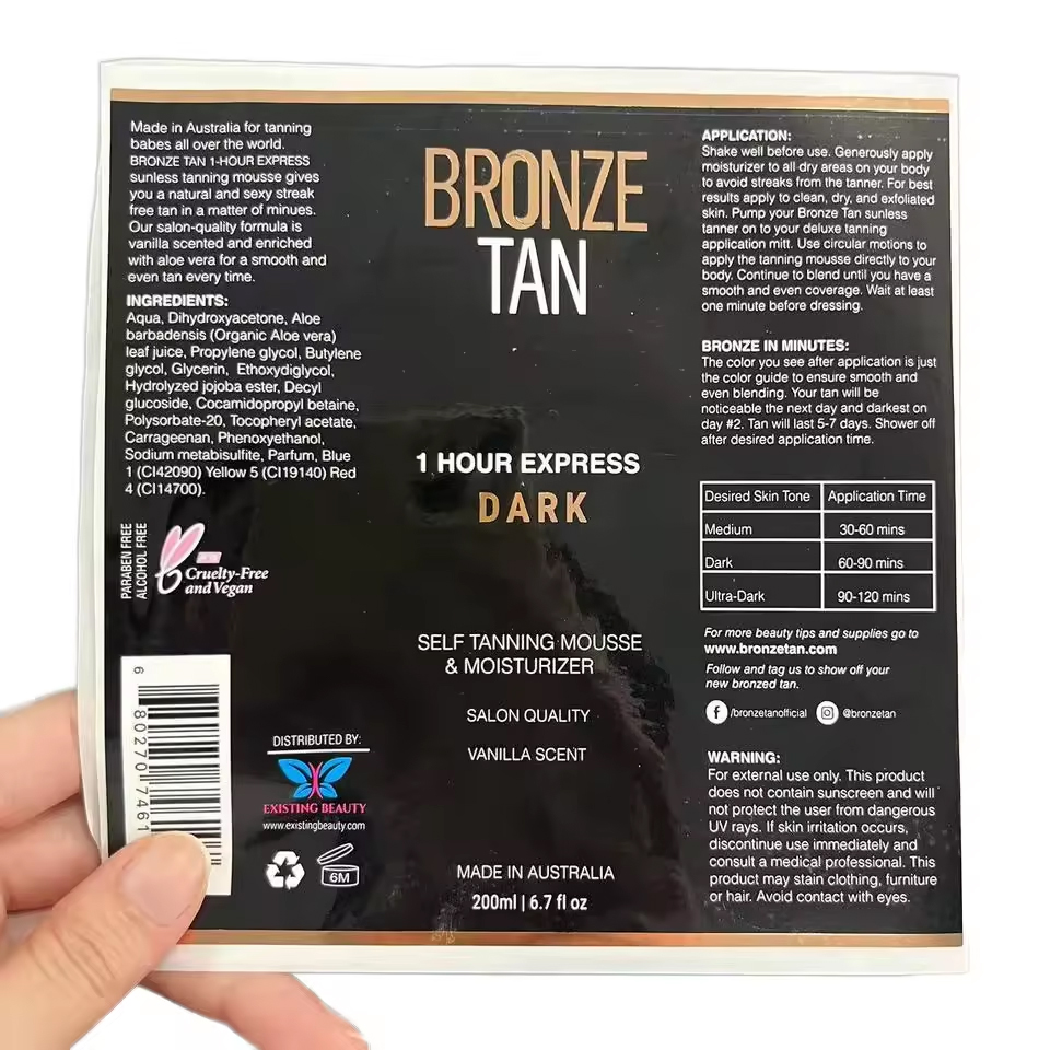 Waterproof Matt Roll Embossed PET BOPP PVC PE Spot UV Custom Roll Label Logo Self-adhesive Sticker for Hair Gel Lotion Bottle