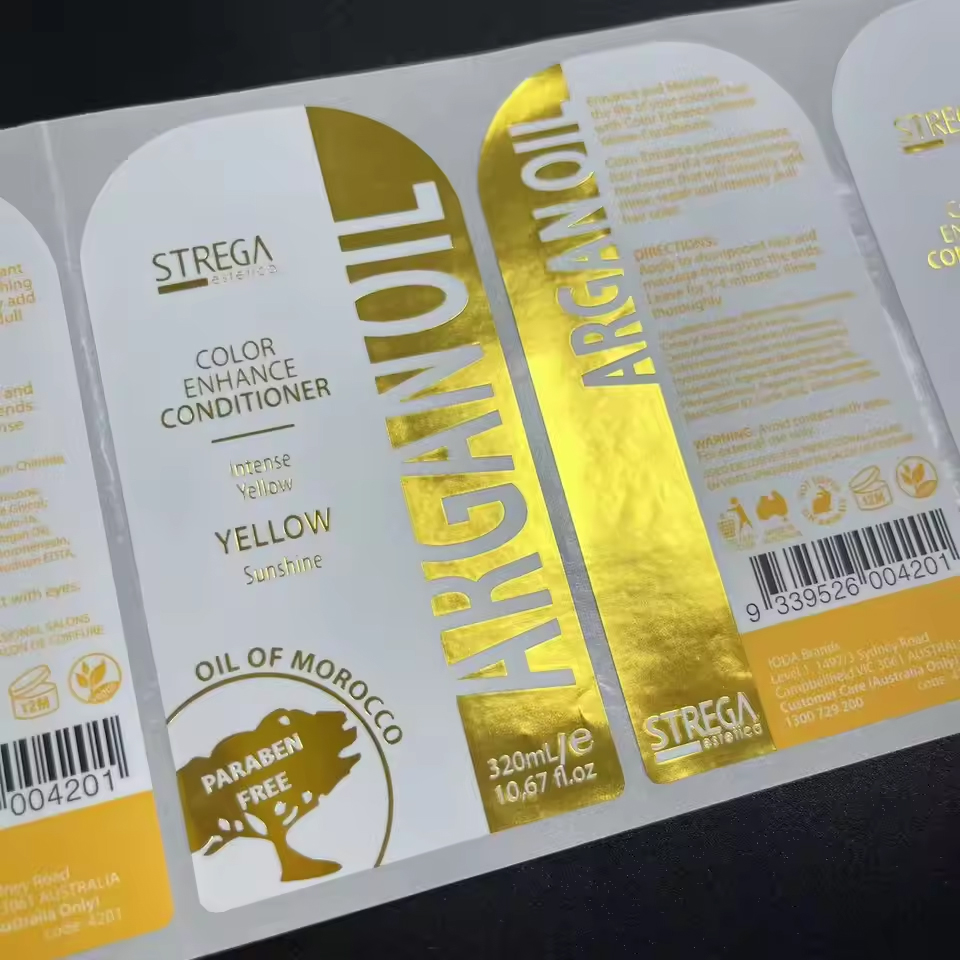 Oilproof Waterproof Holographic BOPP Foil Stamping Embossed Raised Printed Spot UV Adhesive Labels Custom Roll Label Sticker
