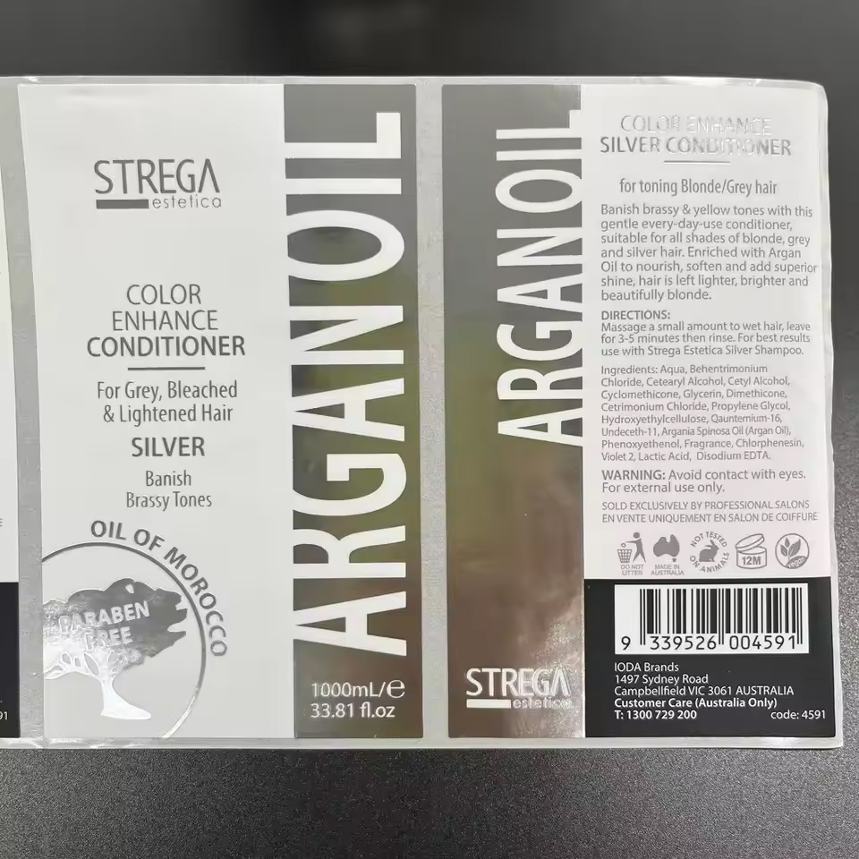 Waterproof Gold Silver Foil Body Care Label Raised Printed Spot UV Adhesive Labels Custom Roll Label Vinyl Sticker