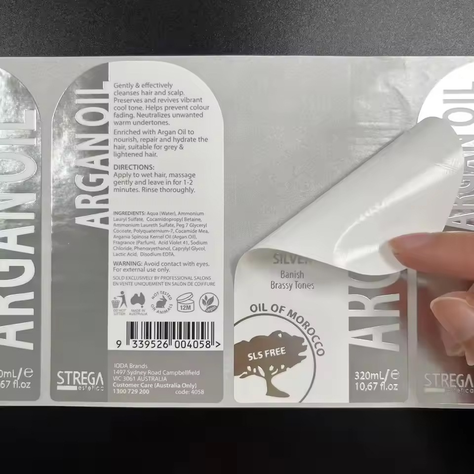 Oilproof Waterproof Holographic BOPP Foil Stamping Embossed Raised Printed Spot UV Adhesive Labels Custom Roll Label Sticker
