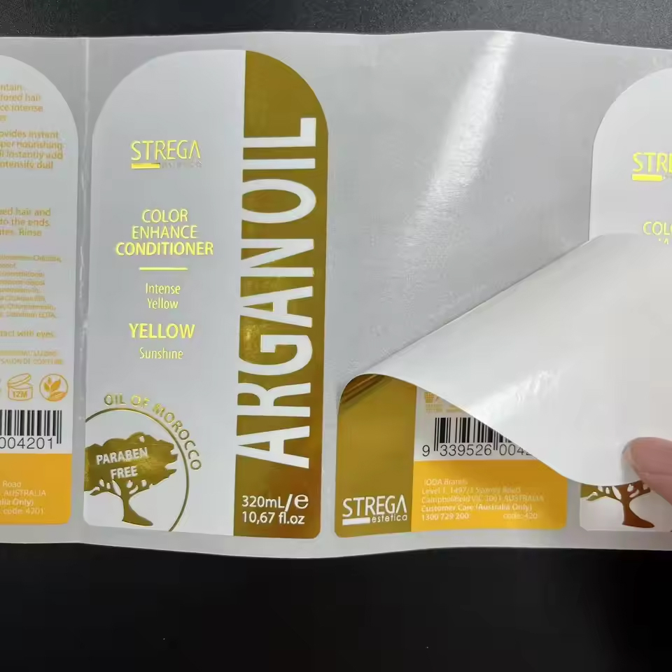 Oilproof Waterproof Holographic BOPP Foil Stamping Embossed Raised Printed Spot UV Adhesive Labels Custom Roll Label Sticker