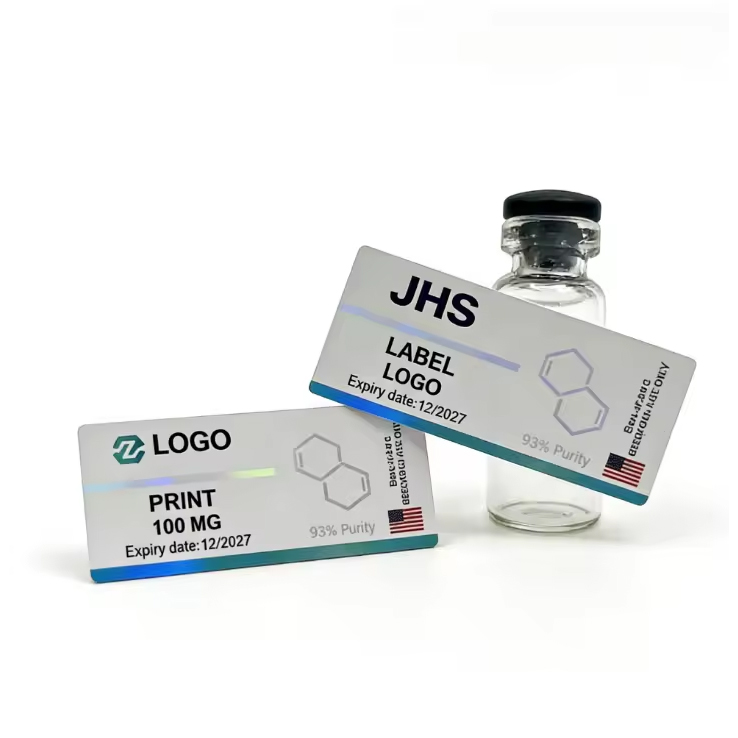 Brushed Silver logo 3ml 5ml 10mlBottle Vial NAD+PET Self-Adhesive Logo Vinyl Cosmetic Peptide Powders Packaging Labels Stickers