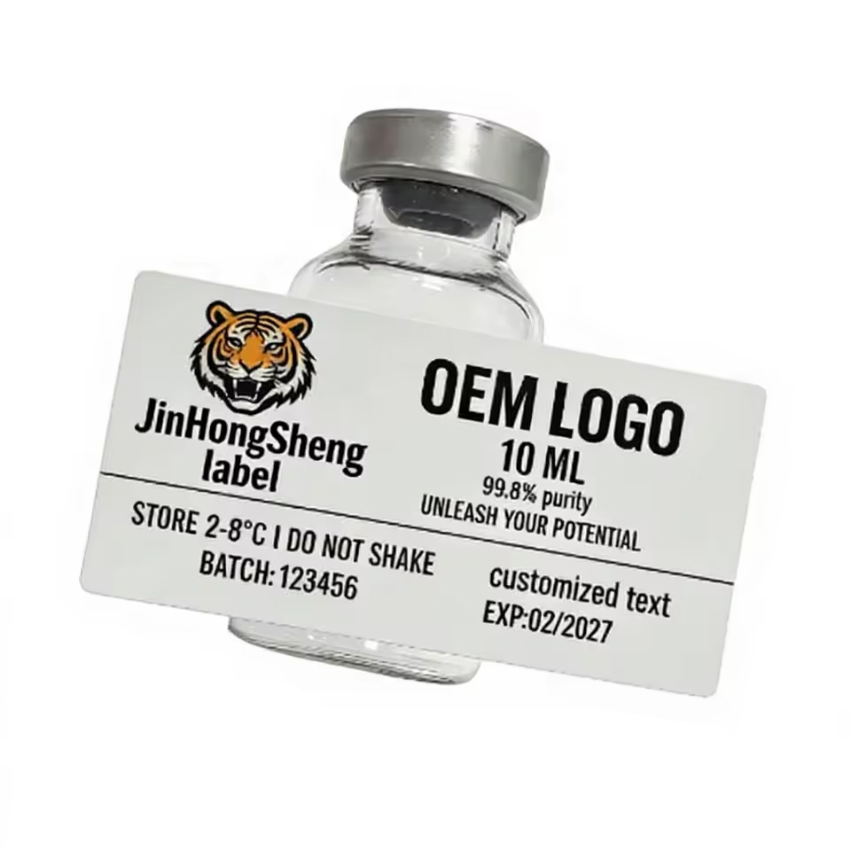 Custom logo Printing Peptide Waterproof Stickers Vial Spot UV Spot UV 3ml 5ml 7ml 10ml Vial Labels for Packaging