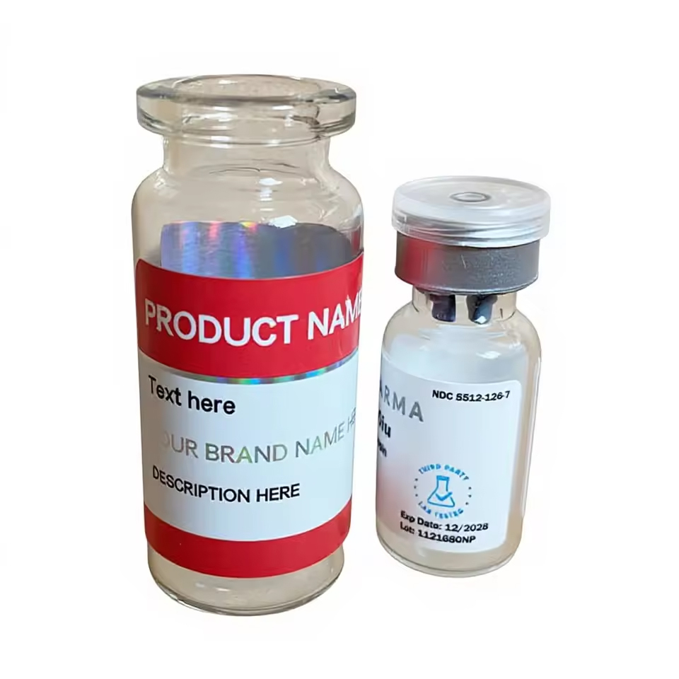 Holographic Waterproof Oil Proof Spot UV Peptiide Medicine Vinyl Stickers for Vial Glass Bottle Laboratory Powder Fitness