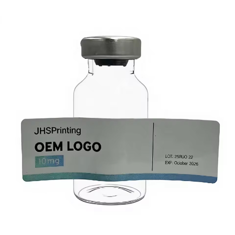 Custom Self Adhesive Laboratory Silver Film 3ml 5ml 7ml 10ml Labels Spot UV Bottle Vial Packaging Vinyl Peptide Stickers
