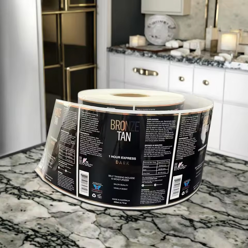 Oem Cosmetics Product Logo Bottle Paper Packaging Labels Holograms Vinyl Foil Gold Sticker Adhesive Printing Waterproof Label